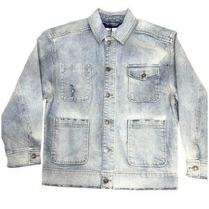 LNDN Women’s Light Wash Denim Chore Jacket Utility Pockets Size XXS, S